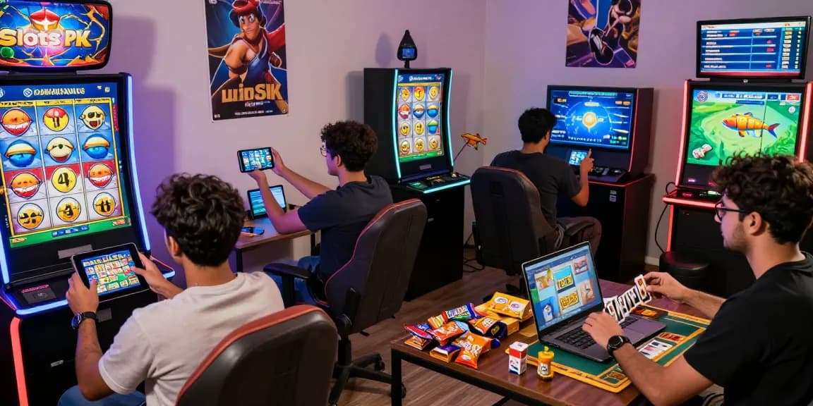 Exciting gaming atmosphere featuring Slots PK app players engrossed in various games for real cash.