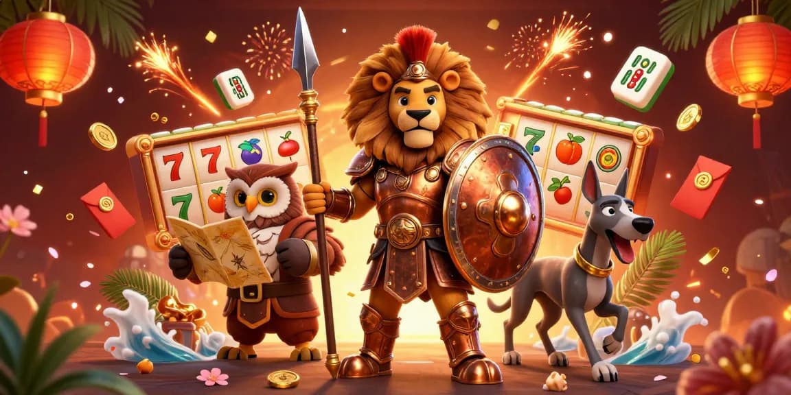 Engage with DAUNEMAS in thrilling slot games surrounded by action-packed 3D illustrations.