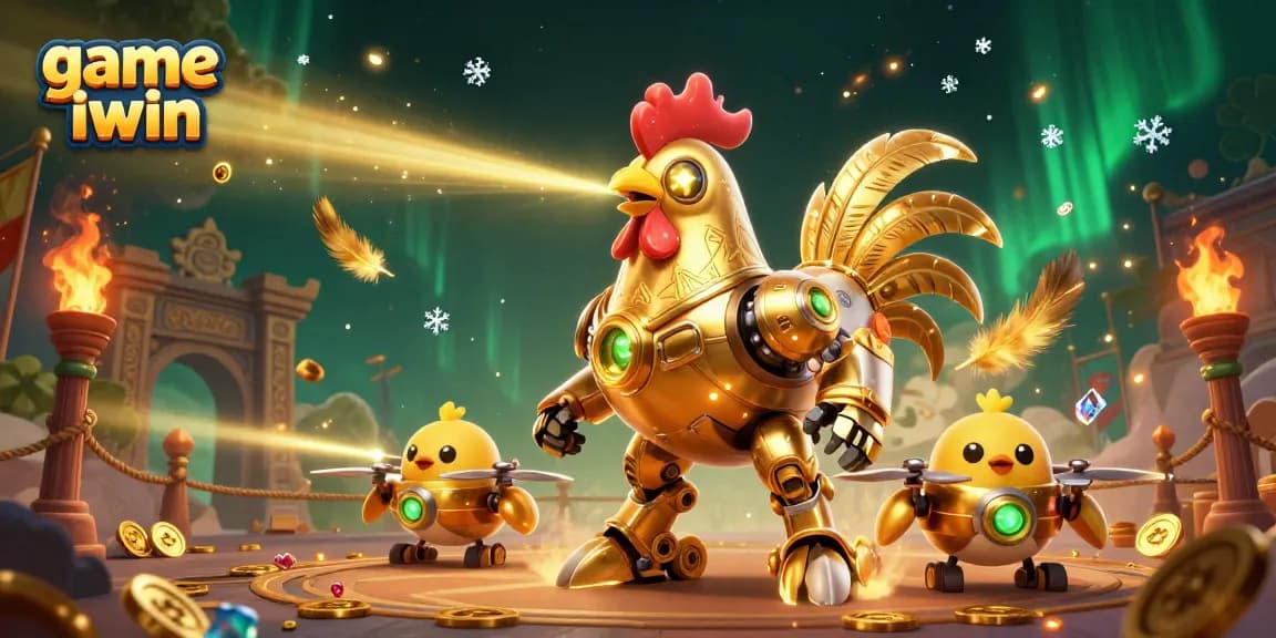 Engage in thrilling gameplay with the game iwin, featuring an adventurous scene of a futuristic casino battle.