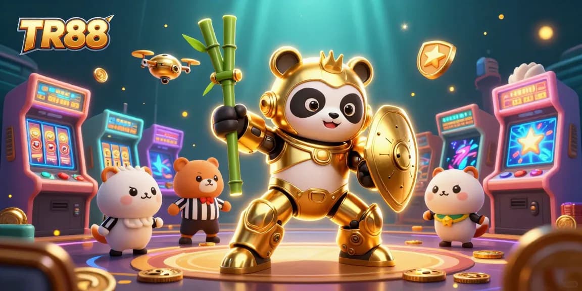 Experience the excitement of TR88 in this dynamic casino-themed illustration showcasing colorful gaming elements.