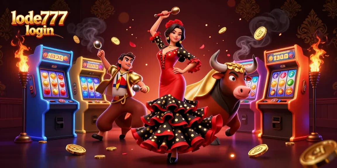 Engage with lode777 login for exciting slot games featuring a flamenco dancer and casino elements.