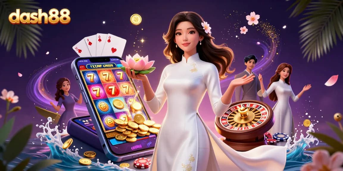 Engage with dash88's vibrant slot gaming experience featuring lucky 7s and golden coins.