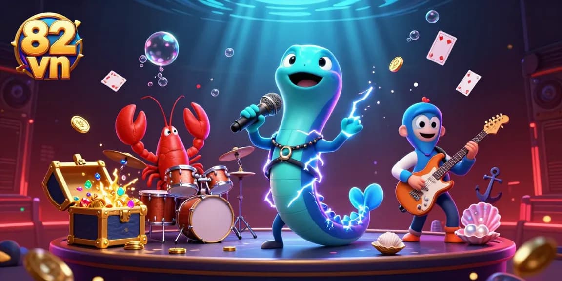 Experience thrilling gaming with 82 vn at an underwater casino featuring electric eel DJs and treasure.