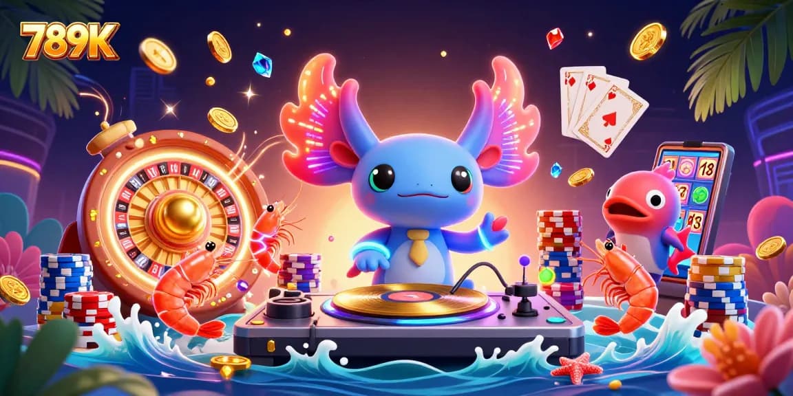 Experience exciting gaming action at 789K with a vibrant casino scene featuring dynamic characters.