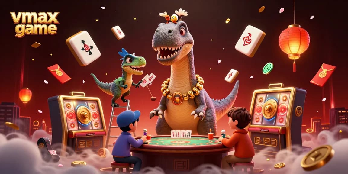 Experience the thrill of the vmax game with vibrant characters and dynamic casino elements in this illustration.