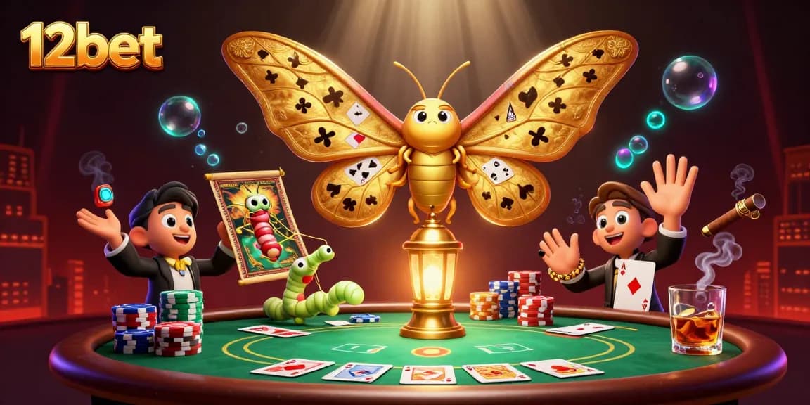Tham gia 12bet với biểu tượng cánh bướm vàng và mọi yếu tố cá cược tuyệt vời.