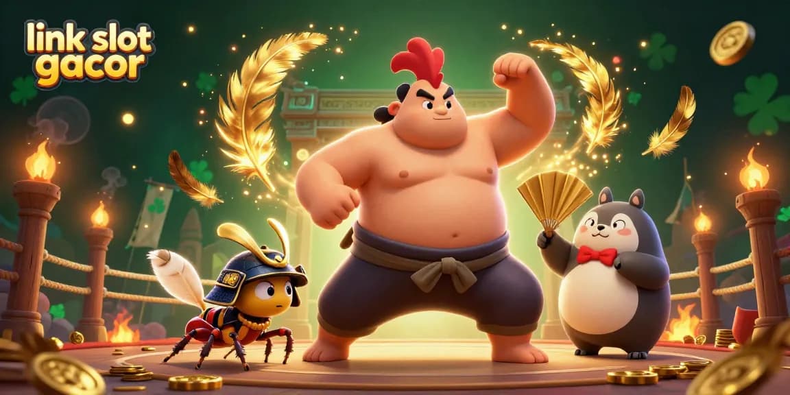 Experience thrilling gameplay in this vibrant link slot gacor illustration featuring dynamic characters and rich casino elements.
