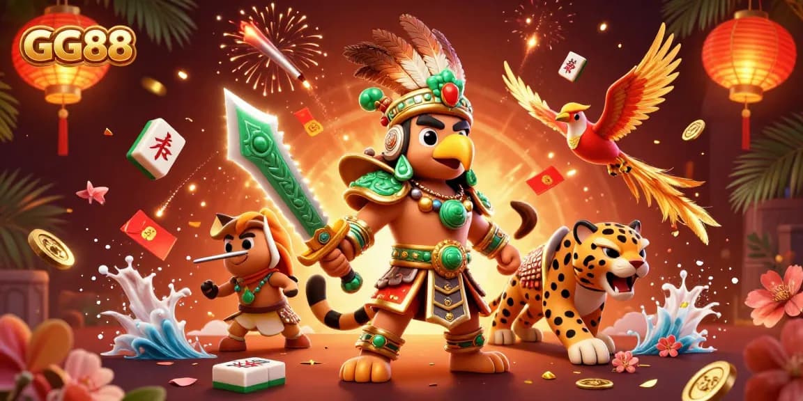 Experience high-stakes gameplay with GG88 as Aztec warriors and rich symbols energize the casino scene.