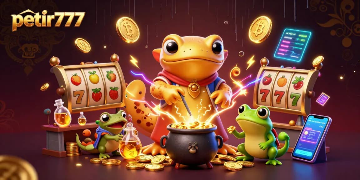 Experience thrilling gameplay with petir777 featuring a golden salamander alchemist in a lively casino scene.