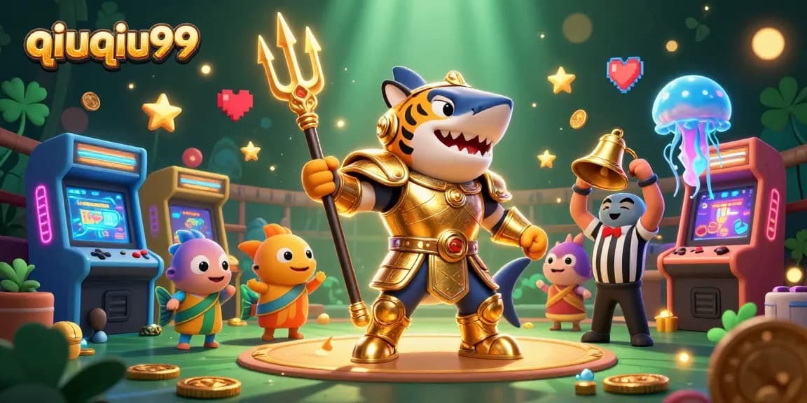 Engage in thrilling QiuQiu99 online gaming with an energetic 3D scene full of colorful elements.