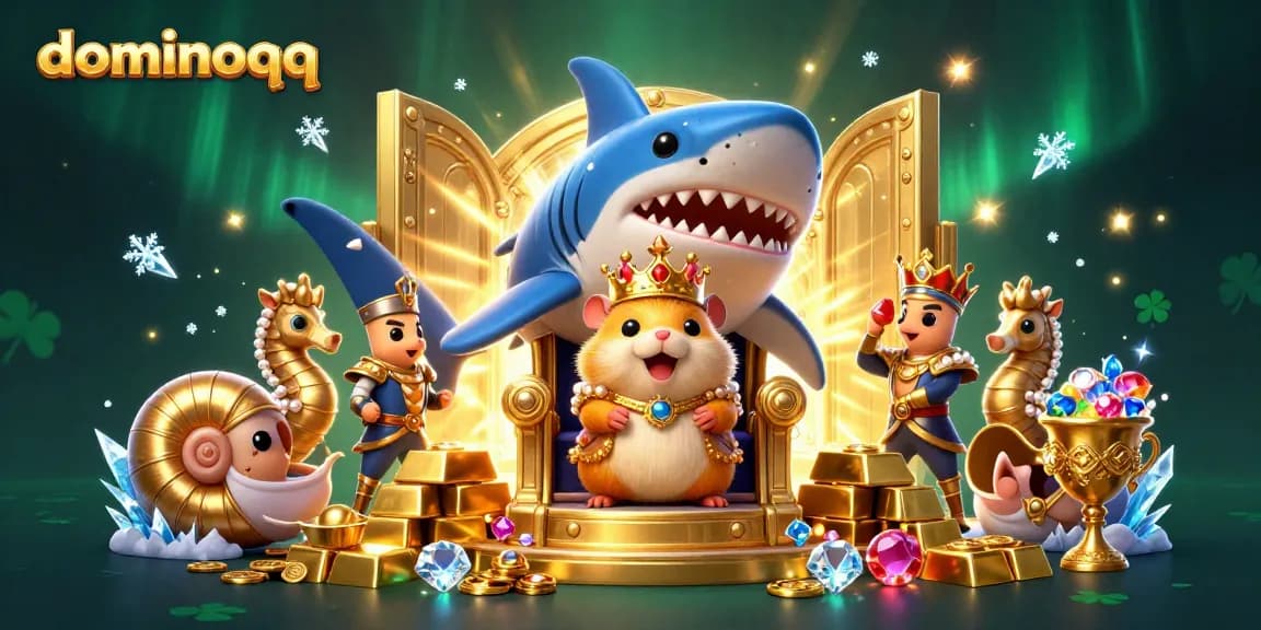 Immerse in the vibrant world of dominoqq where a golden hamster king rules amidst treasures.