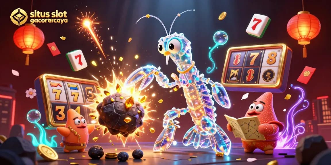 Mengklaim kemenangan di situs slot gacor terpercaya dengan gambar slot yang menampilkan koin dan keberuntungan.