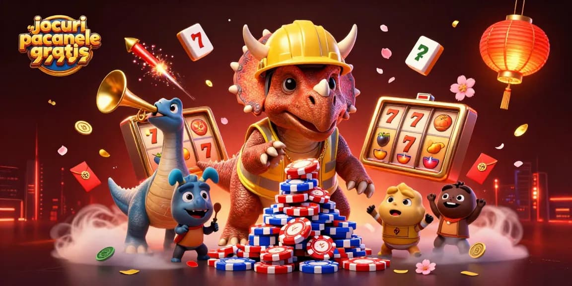 Joacă jocuri pacanele gratis 77777 cu simboluri de fructe și jackpoturi animate în această ilustrație vibrantă.
