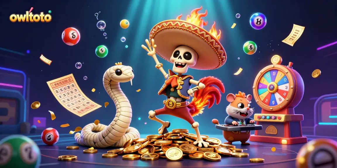 Spin your way to victory with owltoto in a vibrant 3D casino scene filled with excitement.