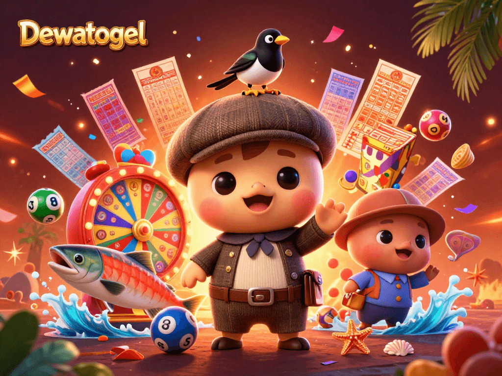 Dewatogel menggamblangkan permainan lotere dengan elemen visual yang menarik dan ceria.