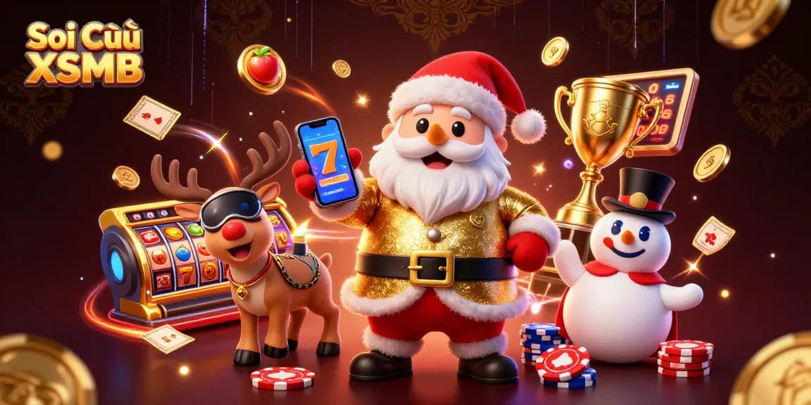 Soi Cầu XSMB features a dynamic casino scene with characters and gambling elements, showcasing games and strategies.