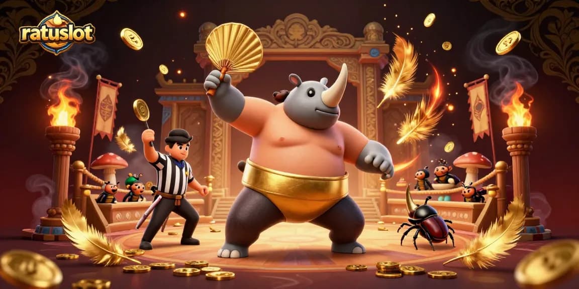 Join the excitement at ratuslot as the rhinoceros beetle champion wins with golden coins flying!