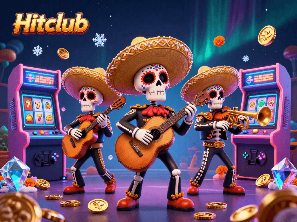 Hitclub games come alive with vibrant mariachi characters amidst dynamic slots and treasures.