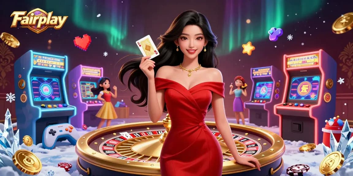 Experience Fairplay by winning big at the casino with a golden playing card and roulette wheel.