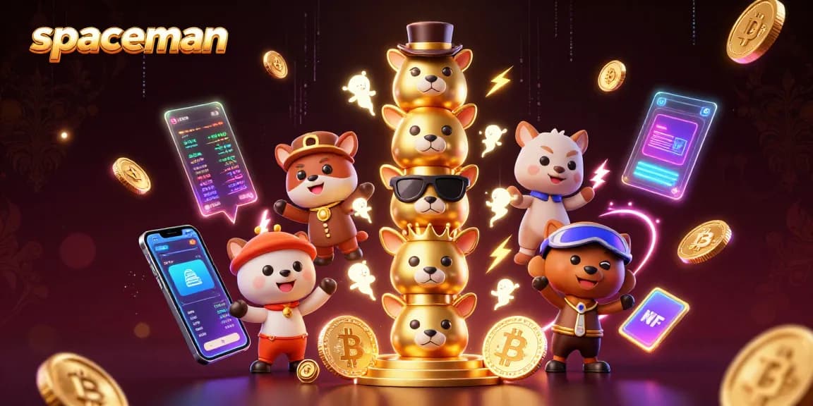 Spin the reels of Spaceman slots in a vibrant crypto casino scene full of action and excitement.