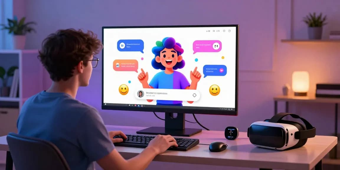 Engaging interaction with crushon ia AI character in a cozy home office setting.