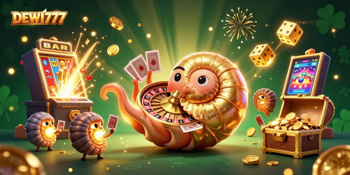 Win big with DEWI777 at dynamic casino scene featuring glowing wheel and exciting game elements.