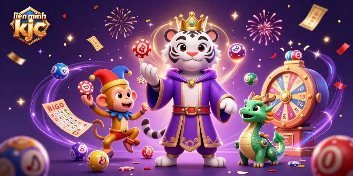 Experience the vibrant energy of liên minh kjc with lively characters and casino-themed elements.