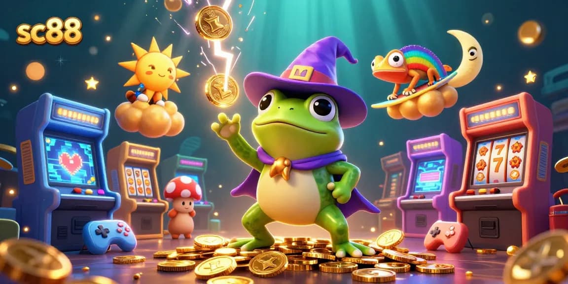 Experience the thrill of sc88 with a dynamic casino scene showcasing vibrant characters and exciting gaming elements.