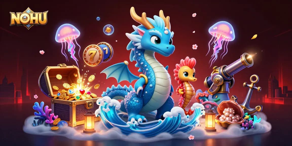 Experience NOHU slot games with a vibrant underwater scene featuring animated characters and casino elements.