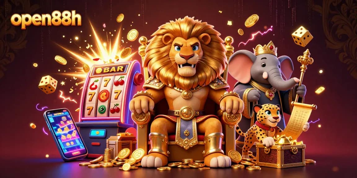 Spin to win on open88h with powerful casino characters celebrating jackpot excitement