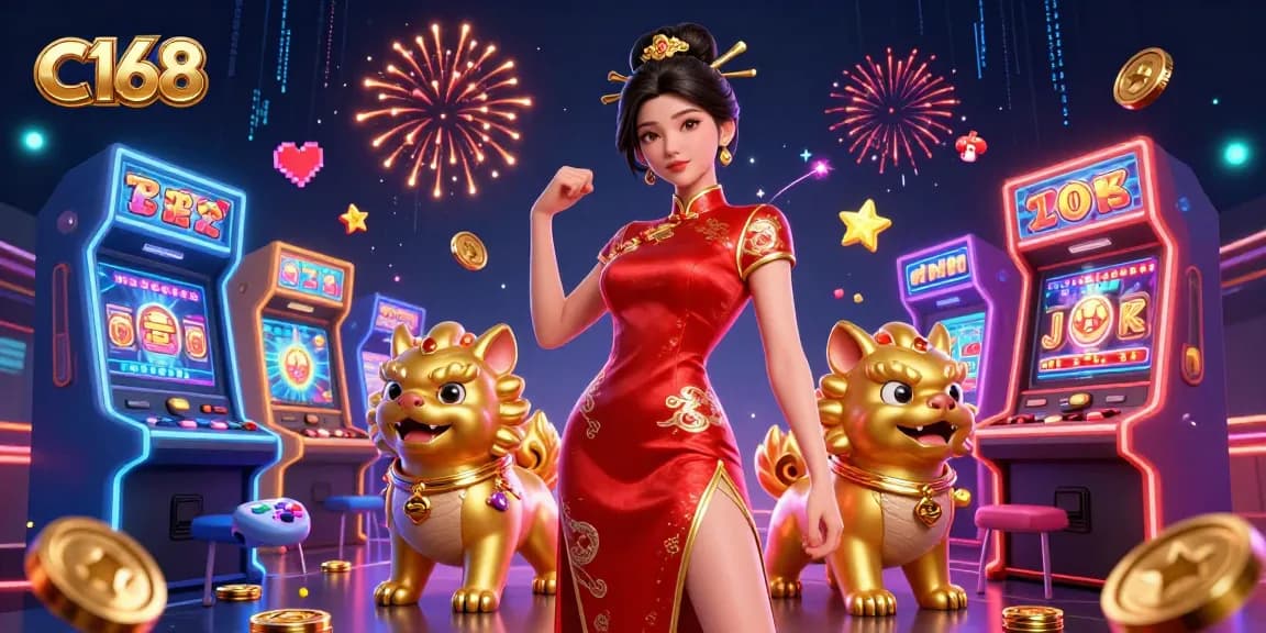 C168 offers stunning gameplay with a glamorous woman in a dazzling casino setting, enhancing your gaming experience.