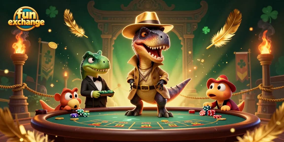 Place your bets with fun exchange at this lively 3D casino scene full of excitement.