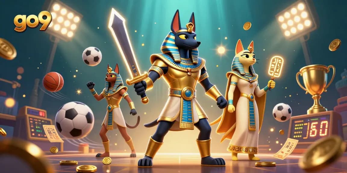 Bet big with GO9's vibrant gaming universe, showcasing dynamic sports elements and colorful casino action.