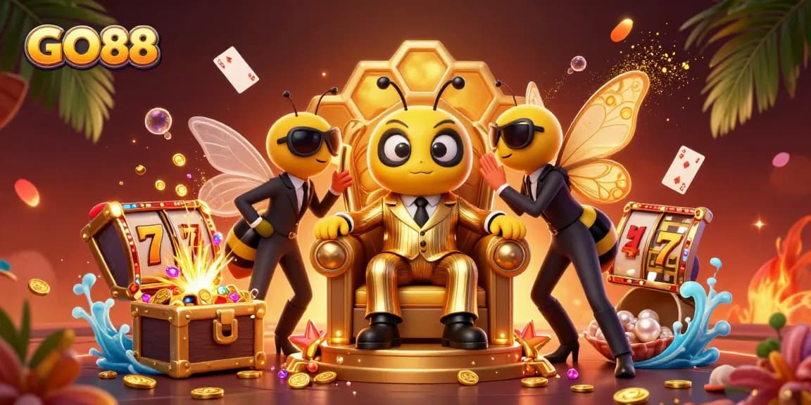 Experience GO88's vibrant casino world with dynamic slot games, characters, and treasures.