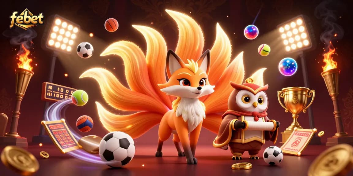 Bet on febet with vibrant characters and dynamic sports elements in this engaging illustration.