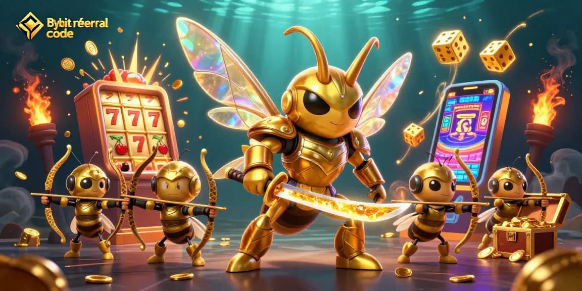 Engage with the Bybit referral code through exciting slot games featuring golden hornet and bee archers.