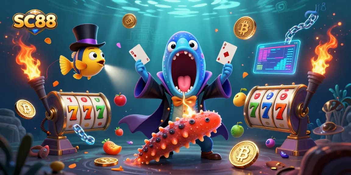 SC88 players enjoy vibrant casino magic amidst 3D characters and slot elements.