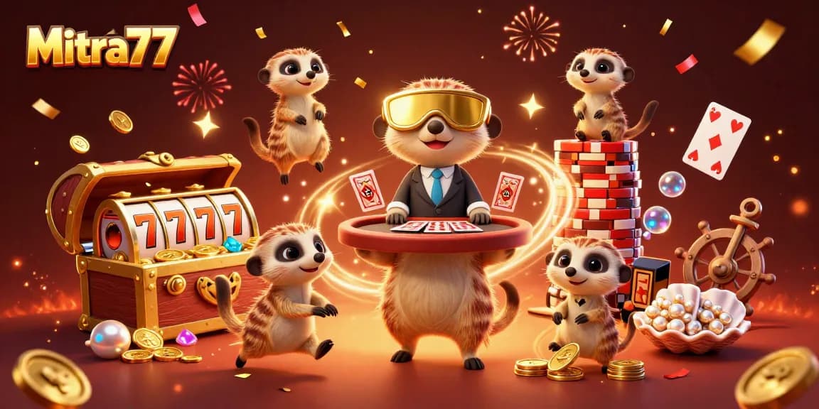 Mitra77 menghadirkan kasino yang menggembirakan dengan karakter meerkat dan permainan slot yang penuh warna.
