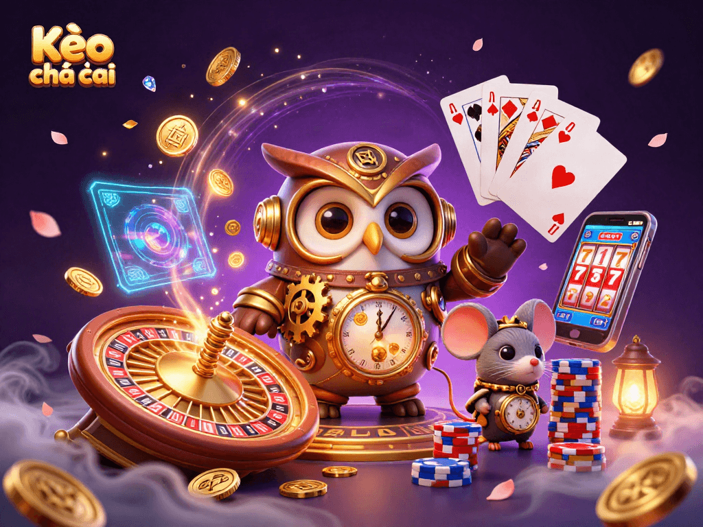 Kèo nhà cái showcases the excitement of casino gaming with dynamic characters and thrilling elements.