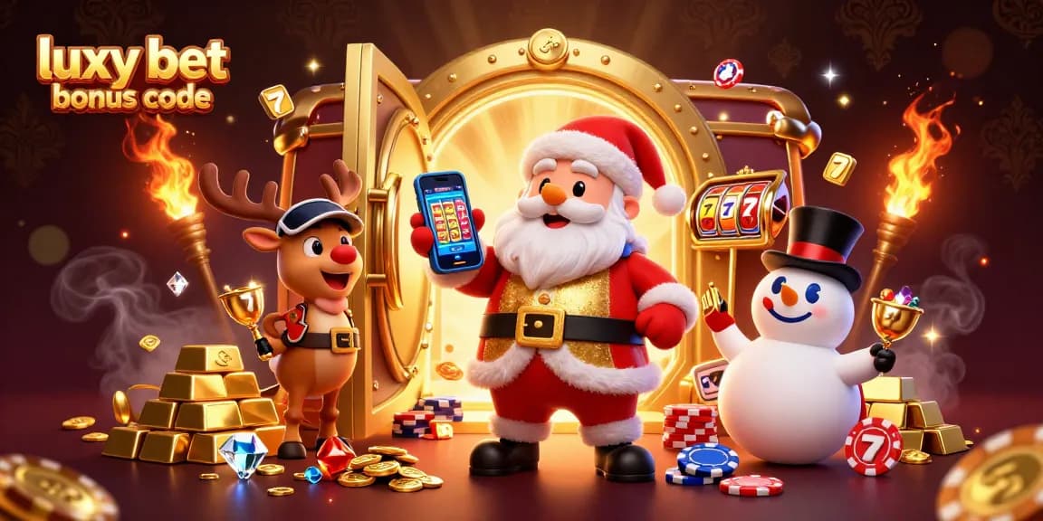 Win big with luxy bet bonus code in this festive casino scene featuring fun characters!