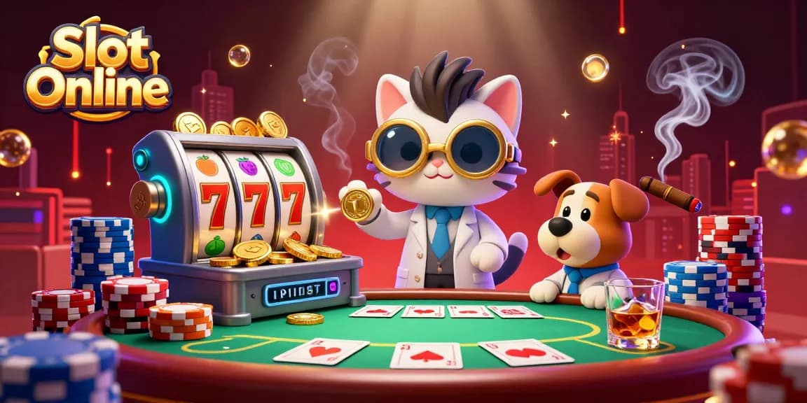 Spin exciting Slot Online games with vibrant characters and dynamic casino elements.