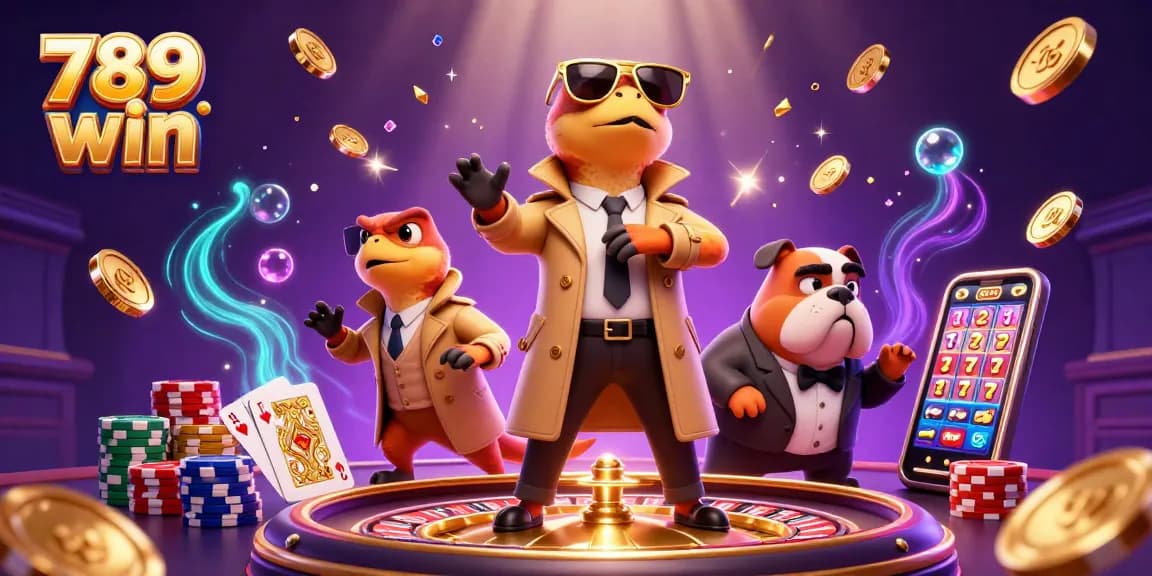 Experience thrilling gameplay with 789 win in this vibrant casino illustration featuring raptors and gems.