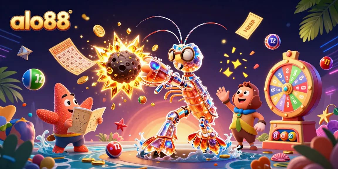 Alo88 creates a vibrant gambling adventure with colorful lottery elements, showcasing the excitement of gaming.