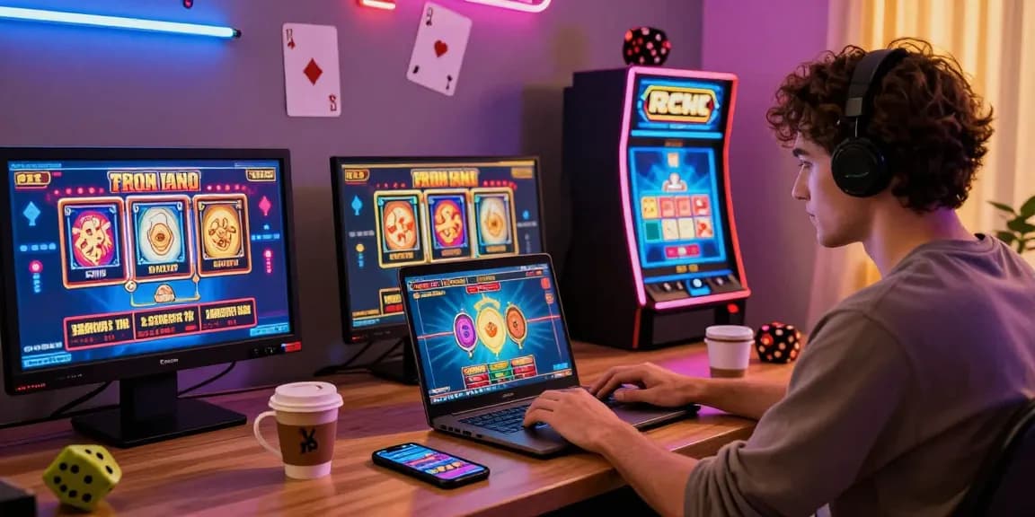 Explore migliori casino online in a vibrant home office with engaging gaming elements.