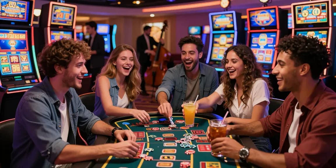 Pengalaman bermain slot gacor di kasino dengan teman-teman, penuh keceriaan dan suasana yang hangat.