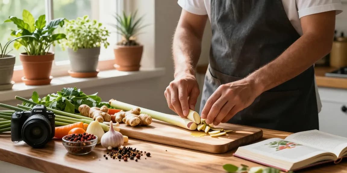 Preparing wholesome dishes with fresh ginger in a cozy kitchen, as seen at สล็อตเว็บตรง