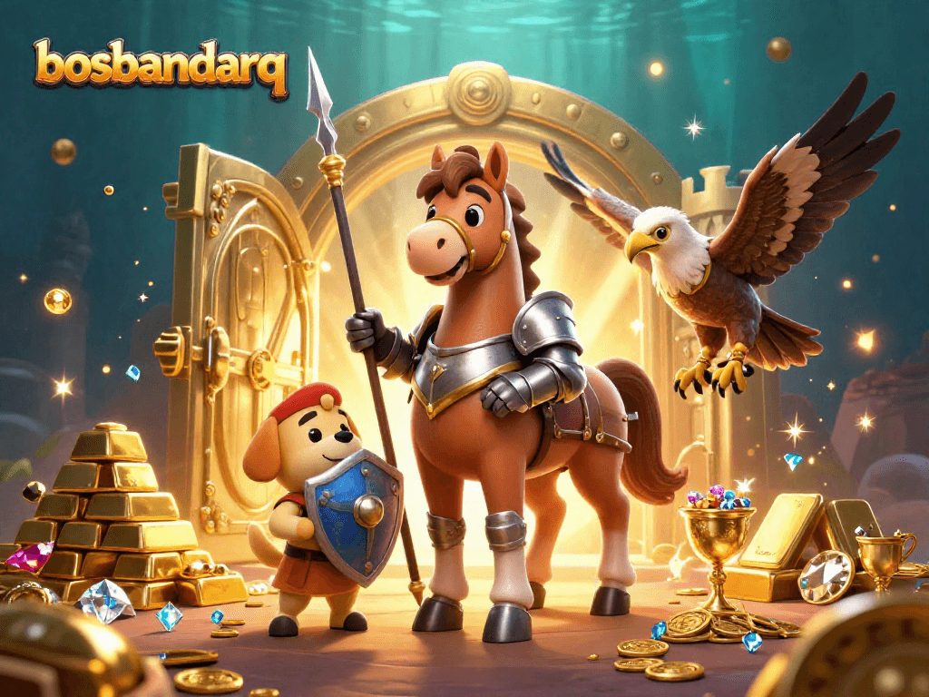 Engage with bosbandarq's thrilling games amidst golden treasures and epic 3D fantasy.