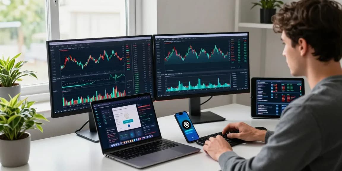 Playexch247 trading environment showcasing cryptocurrency market analysis, digital wallets, and innovative trading strategies in a modern workspace.
