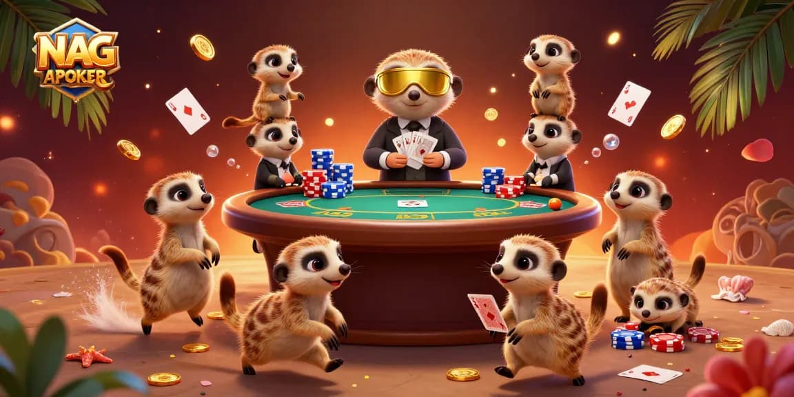 Experience thrilling poker action with NAGAPOKER’s animated meerkat casino scene.