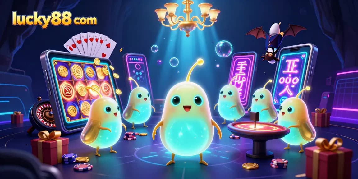 Experience exciting gaming at lucky88 com with vibrant slot and card games in a dreamlike casino setting.